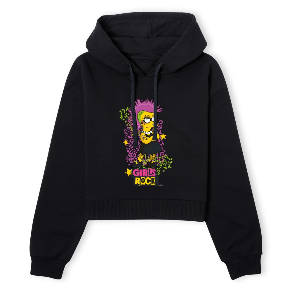 The Simpsons Lisa Girls Rock Women's Cropped Hoodie - Black - XS - Noir Image 1