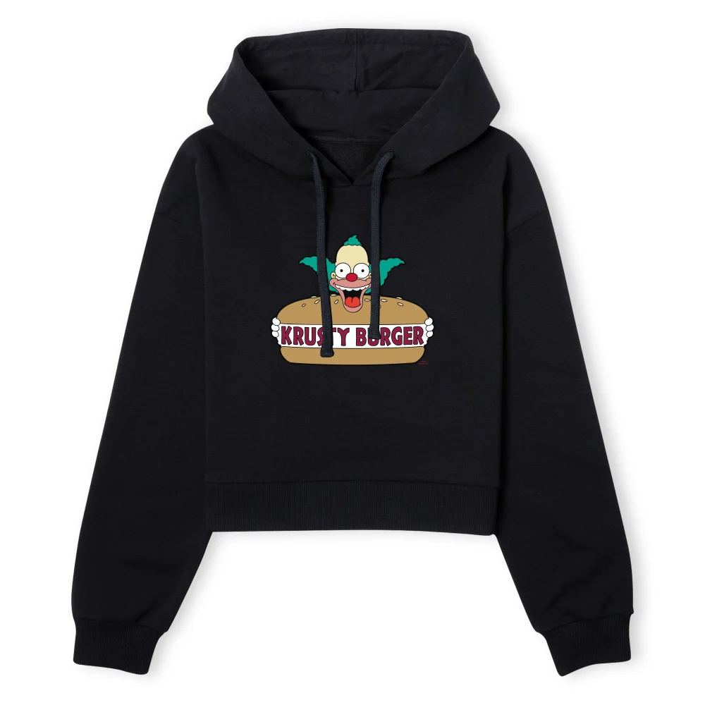The Simpsons Krusty Burger Logo Women's Cropped Hoodie - Black - XS - Noir Image 1