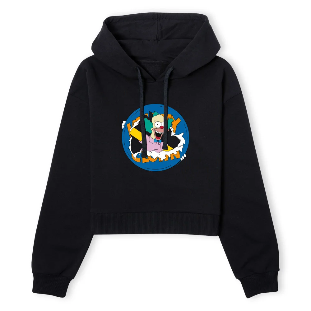 The Simpsons Krusty Ripped Circle Women's Cropped Hoodie - Black - XS - Noir Image 1