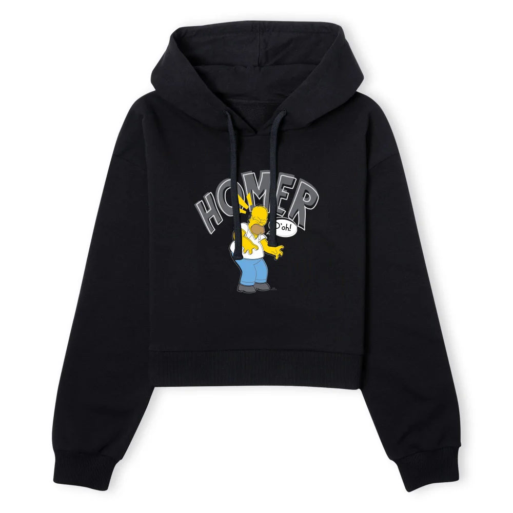 The Simpsons Homer D'Oh Women's Cropped Hoodie - Black - XS - Noir Image 1