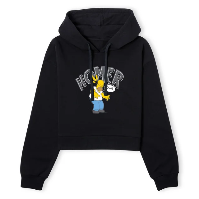 The Simpsons Homer D'Oh Women's Cropped Hoodie - Black