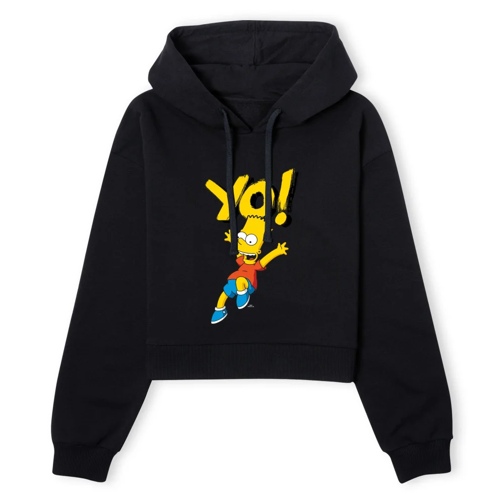 The Simpsons Yo! Bart Women's Cropped Hoodie - Black - XS - Noir Image 1