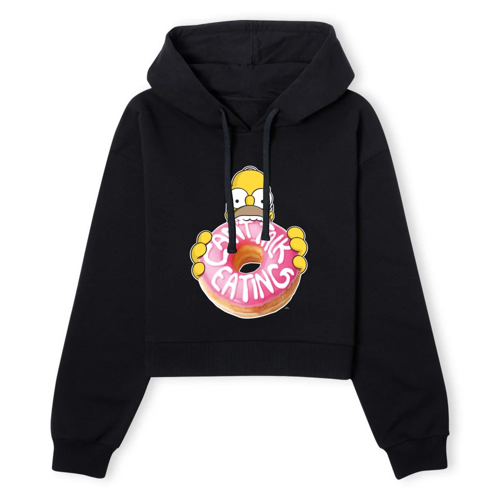 The Simpsons Homer Can't Talk Women's Cropped Hoodie - Black - XS - Noir Image 1