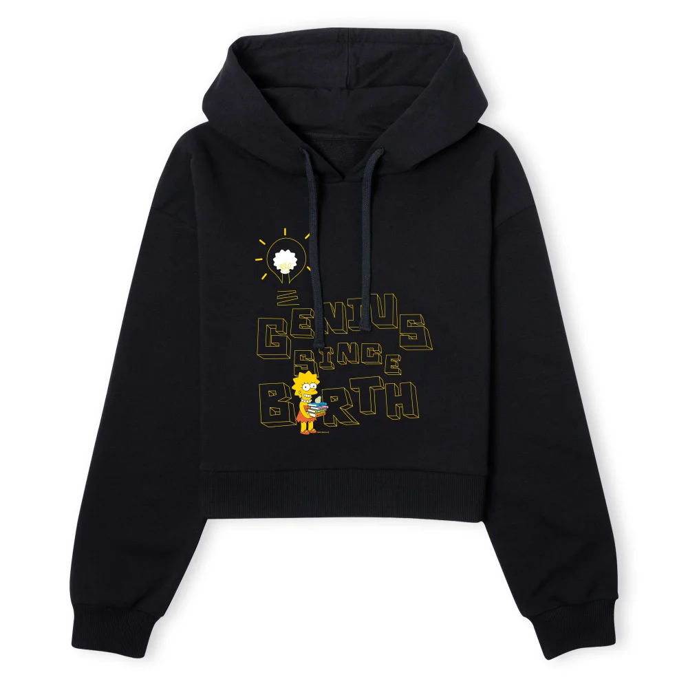 The Simpsons Genius Since Birth Women's Cropped Hoodie - Black - XS - Noir Image 1