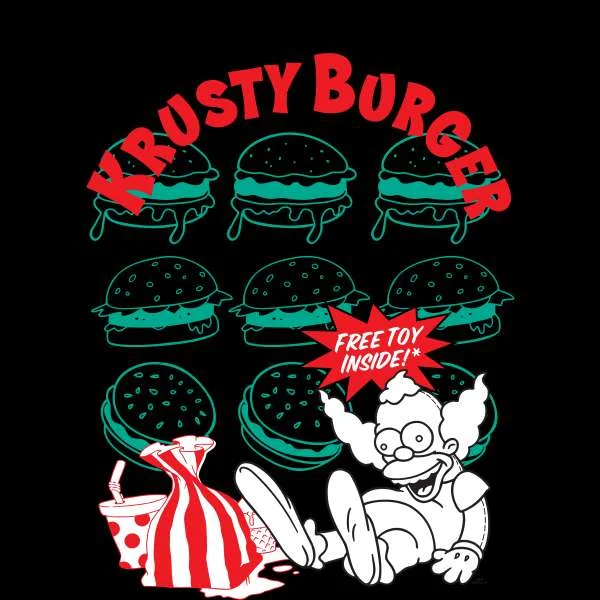 The Simpsons Krusty Burger Women's Cropped Hoodie - Black