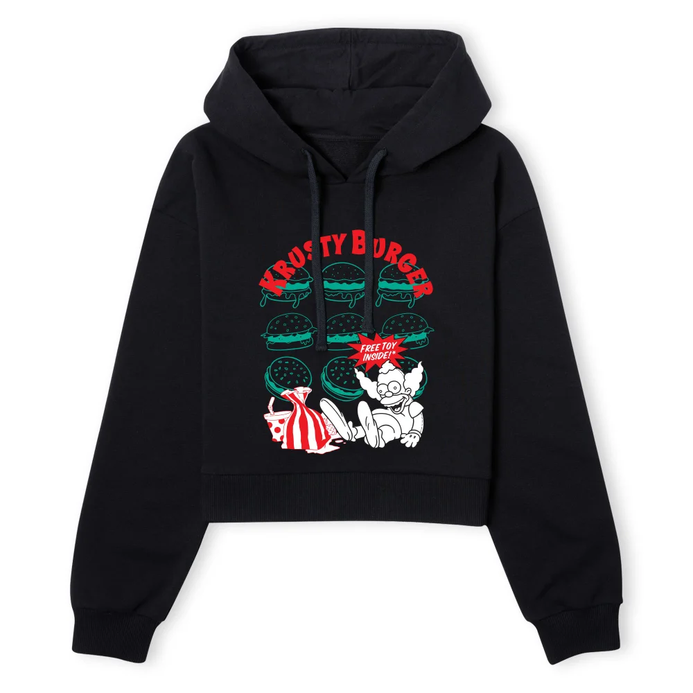 The Simpsons Krusty Burger Women's Cropped Hoodie - Black - XS - Noir Image 1