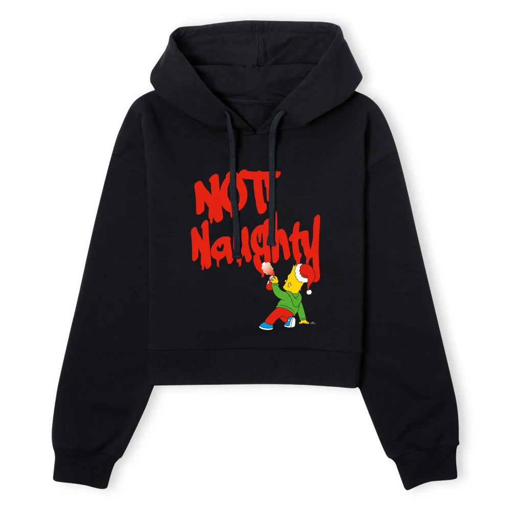 The Simpsons Bart Not Naughty Women's Cropped Hoodie - Black - XS - Noir Image 1