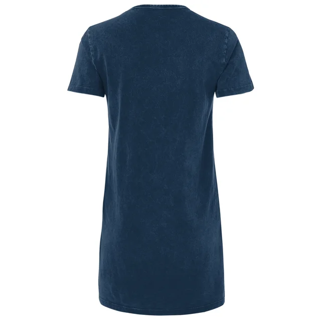 Alien Spacetravel Still Women's T-Shirt Dress - Navy Acid Wash