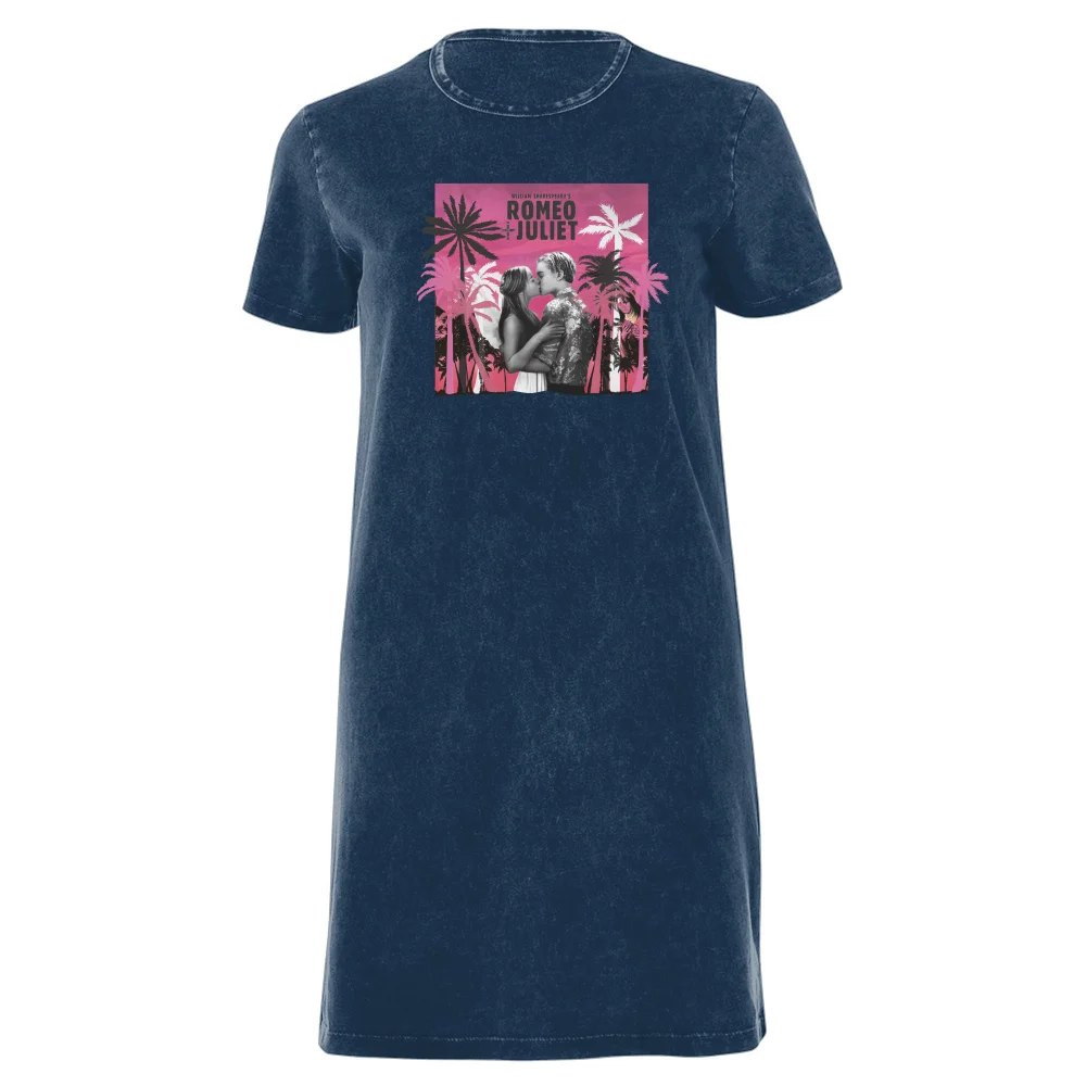 Romeo and Juliet Palmtree Women's T-Shirt Dress - Navy Acid Wash - XXL - Navy Acid Wash Image 1