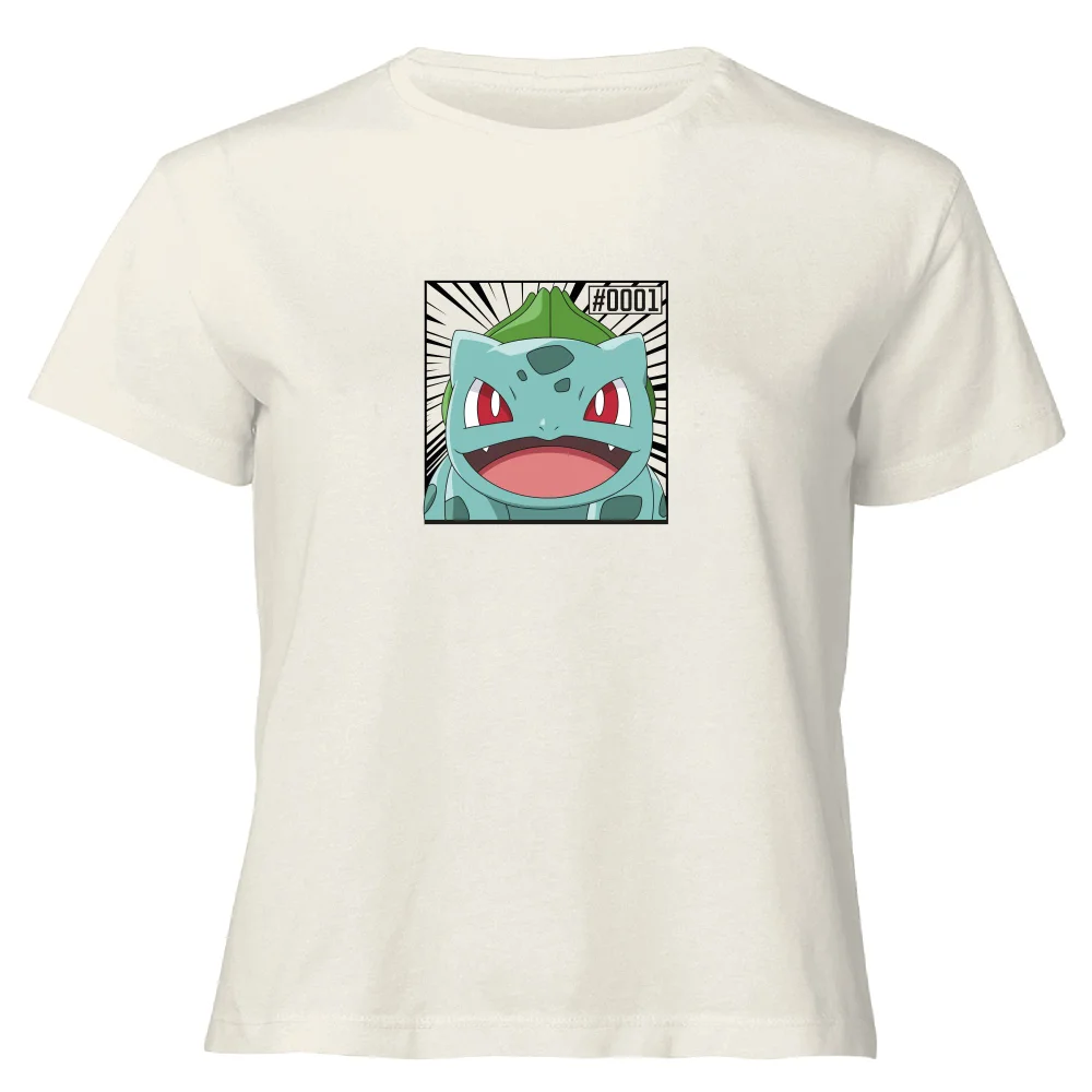 Pokémon Pokédex Bulbasaur #0001 Women's Cropped T-Shirt - Cream - XS Image 1