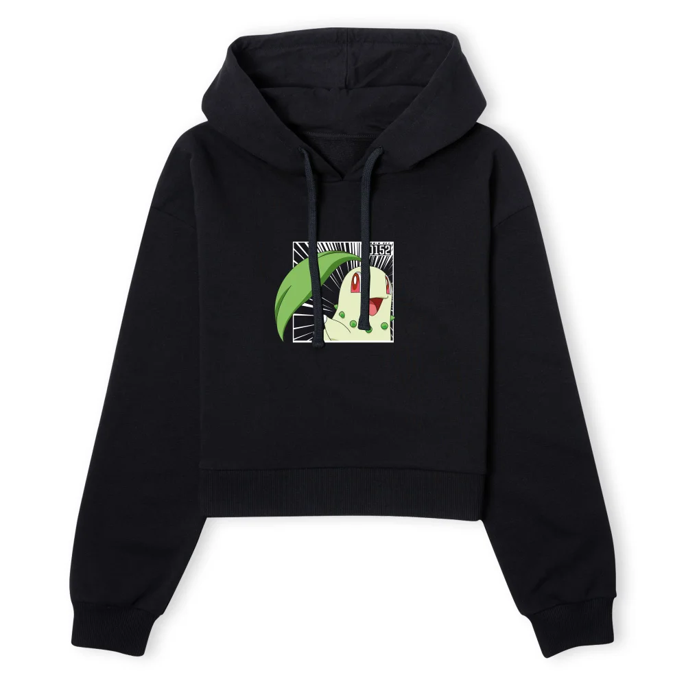 Pokemon Chikorita Women's Cropped Hoodie - Black - XS Image 1