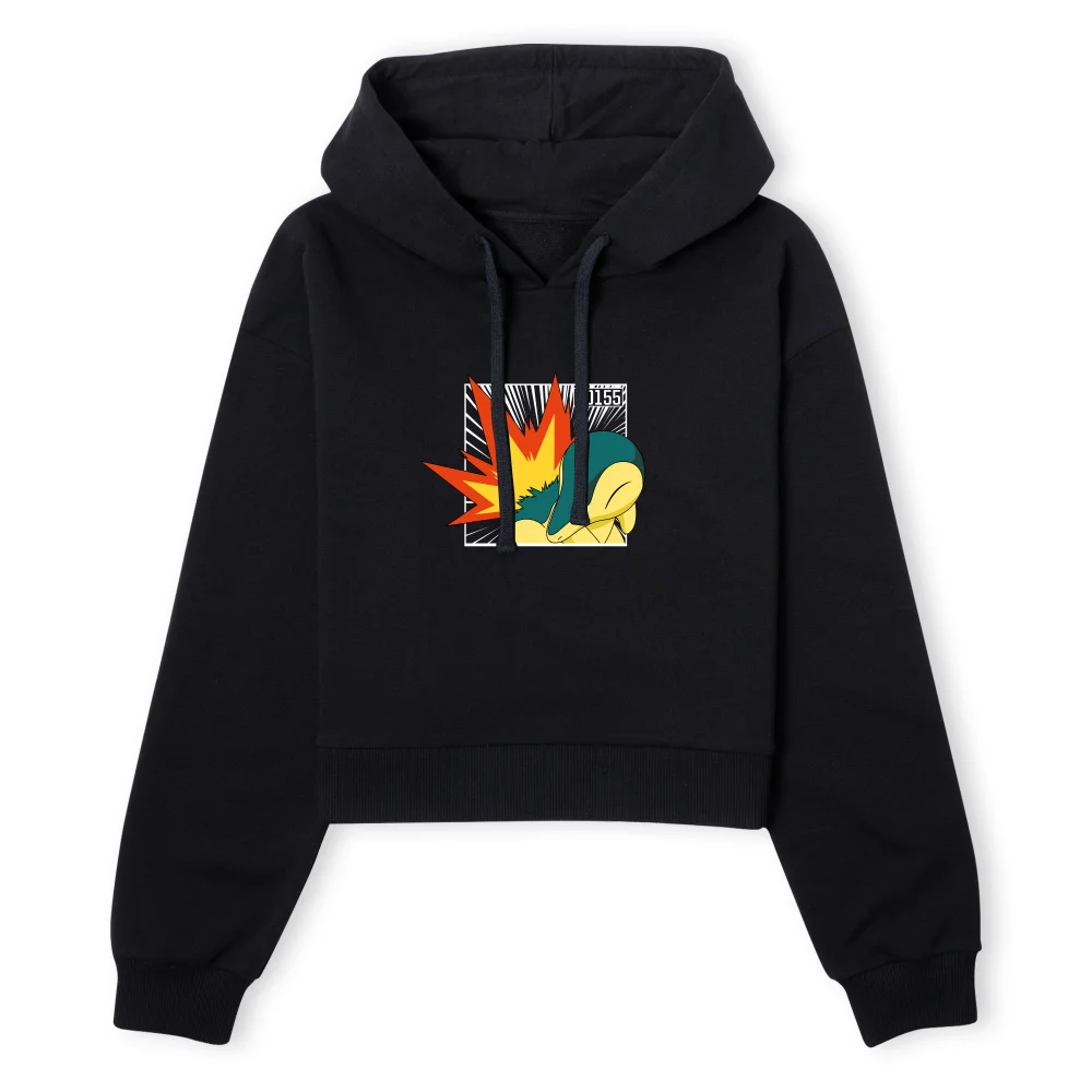 Pokemon Cyndaquil Women's Cropped Hoodie - Black - XS Image 1