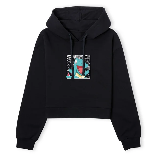 Pokemon Totodile Women's Cropped Hoodie - Black