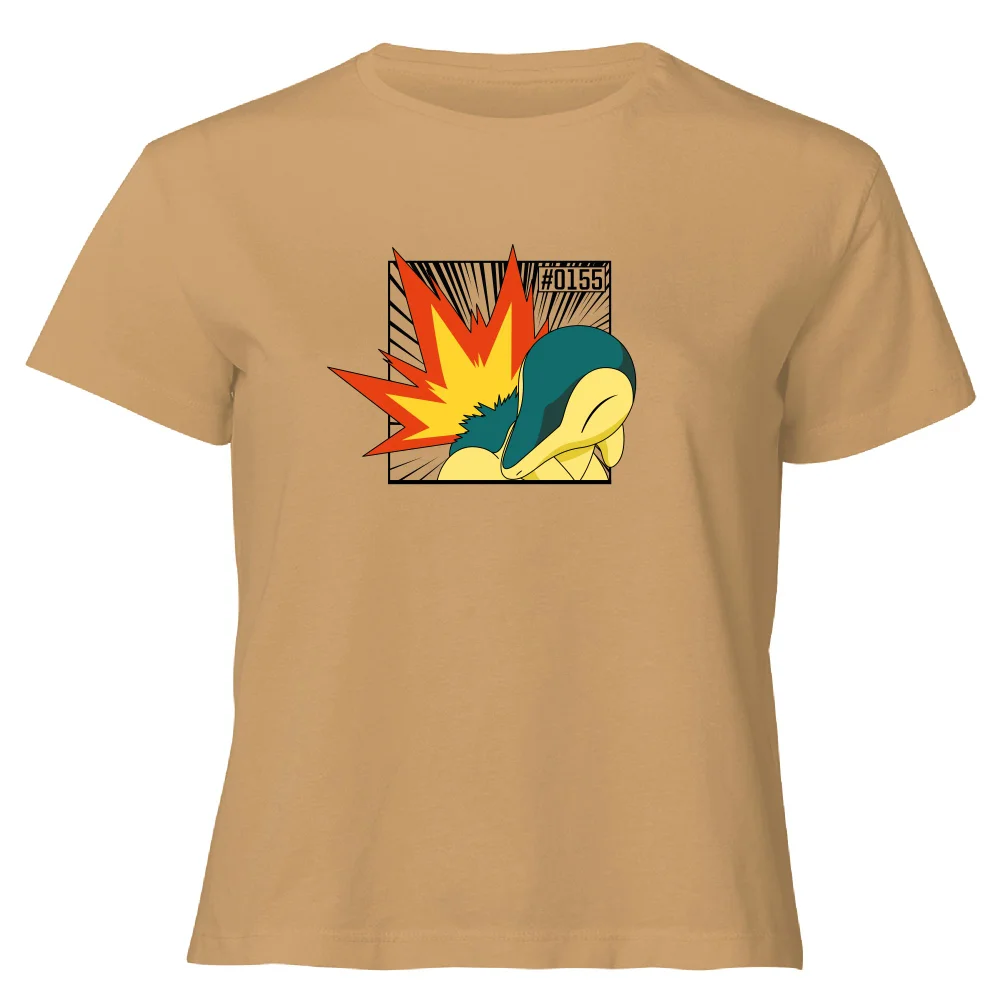 Pokemon Cyndaquil Women's Cropped T-Shirt - Tan - XL Image 1