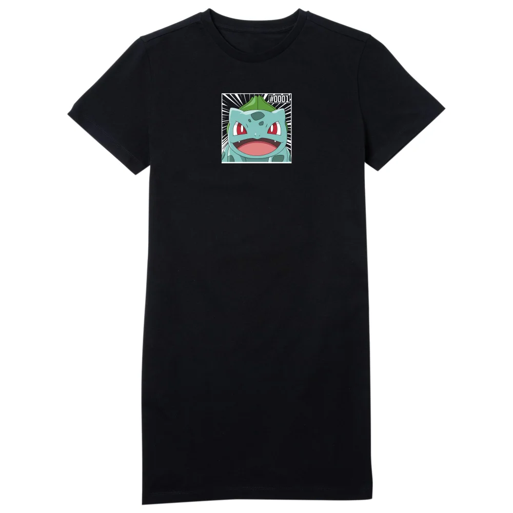 Pokémon Pokédex Bulbasaur #0001 Women's T-Shirt Dress - Black - L Image 1