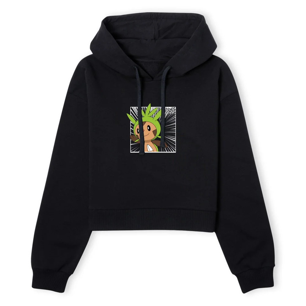 Pokemon Chespin Women's Cropped Hoodie - Black - XS Image 1