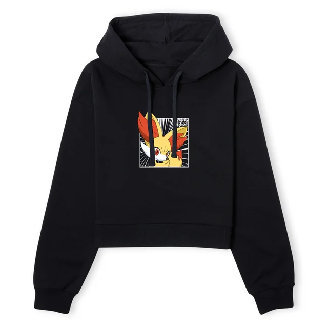 Pokemon Fennekin Women's Cropped Hoodie - Black