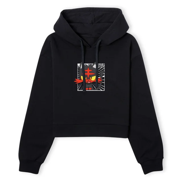 Pokemon Litten Women's Cropped Hoodie - Black