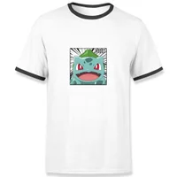 Pokémon Pokédex Bulbasaur #0001 Men's Ringer T-Shirt - White/Black