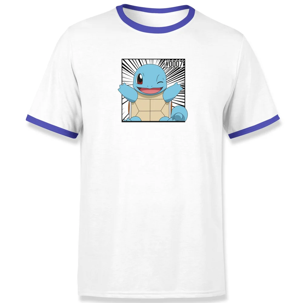 Pokémon Pokédex Squirtle #0007 Men's Ringer T-Shirt - White/Navy - S Image 1