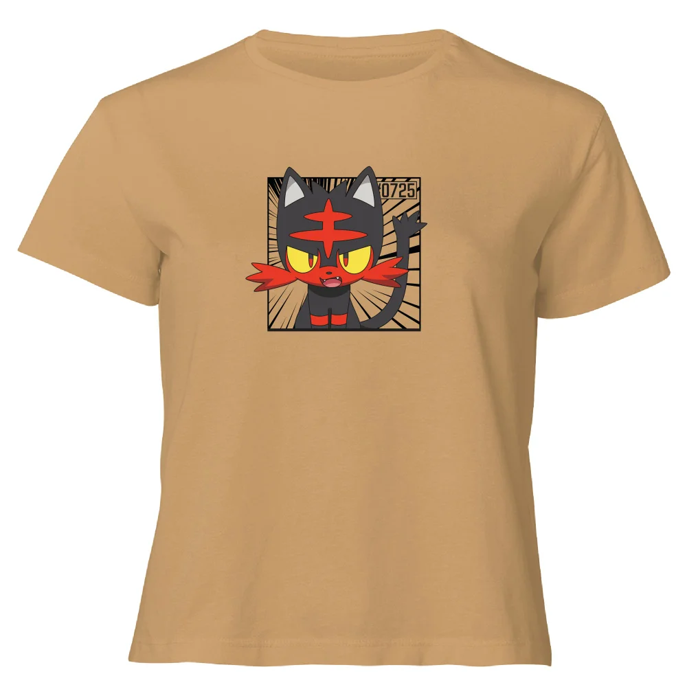 Pokemon Litten Women's Cropped T-Shirt - Tan - XL Image 1
