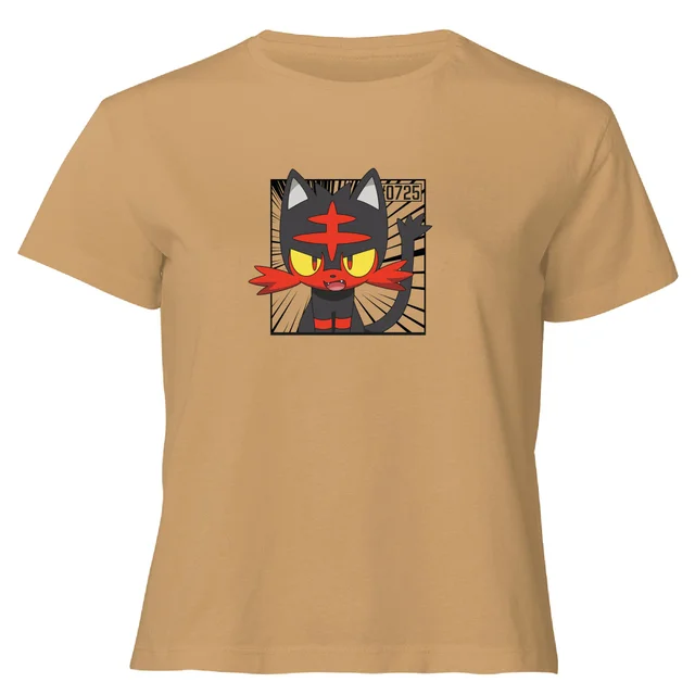 Pokemon Litten Women's Cropped T-Shirt - Tan
