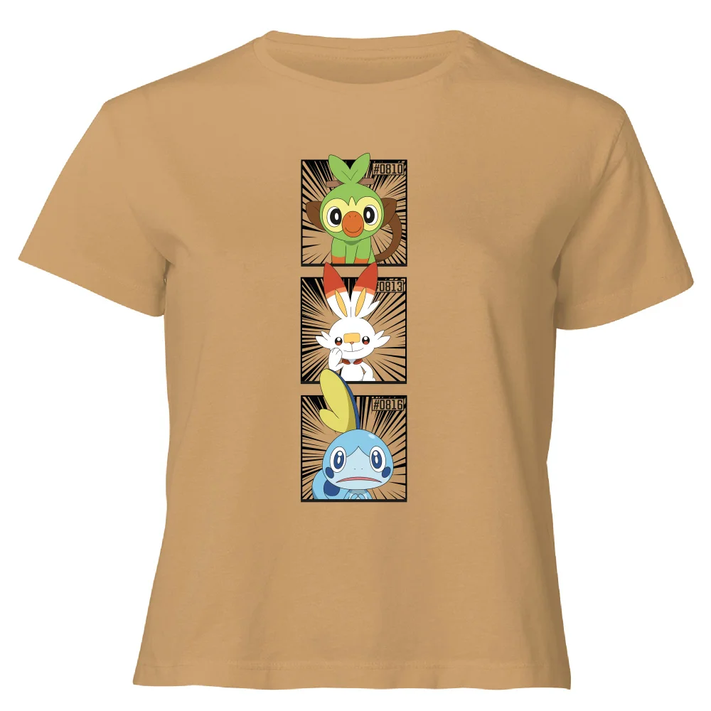 Pokemon Generation 8 Starters Women's Cropped T-Shirt - Tan - XL Image 1