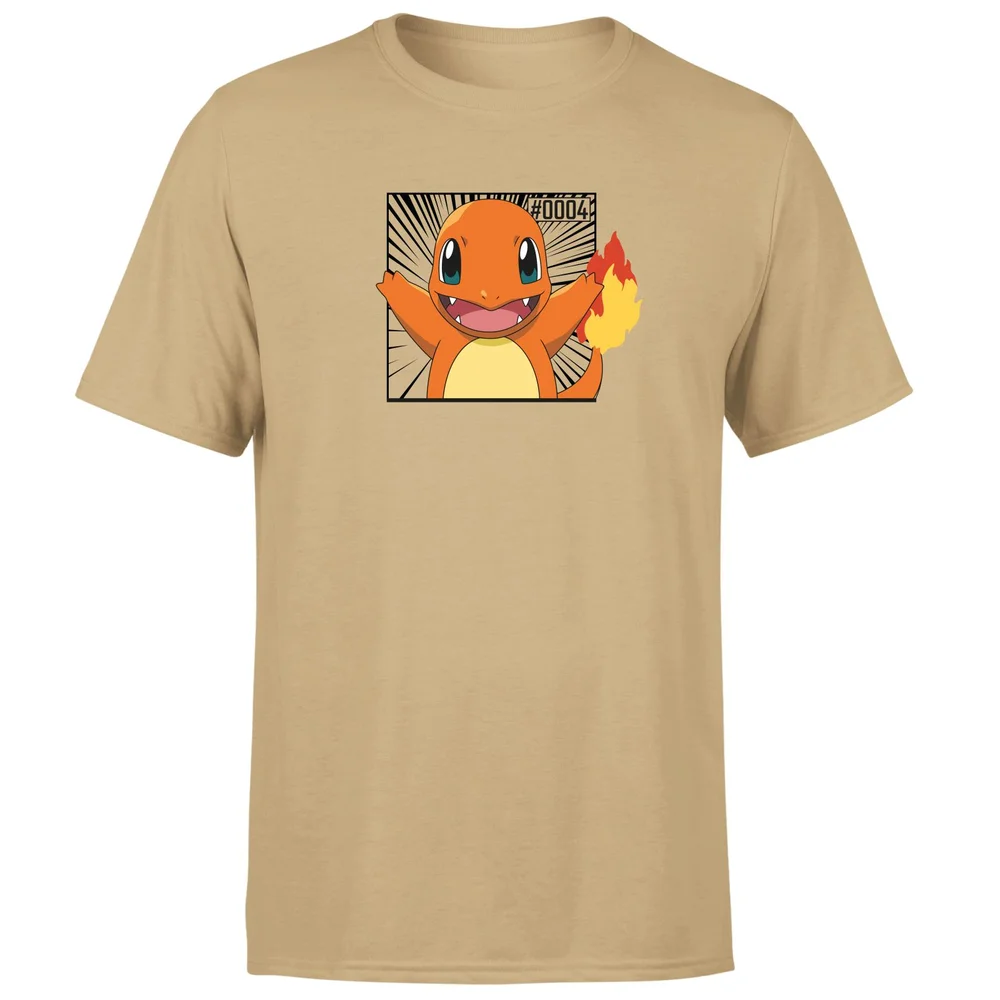 Pokémon Pokédex Charmander #0004 Men's T-Shirt - Tan - S Image 1