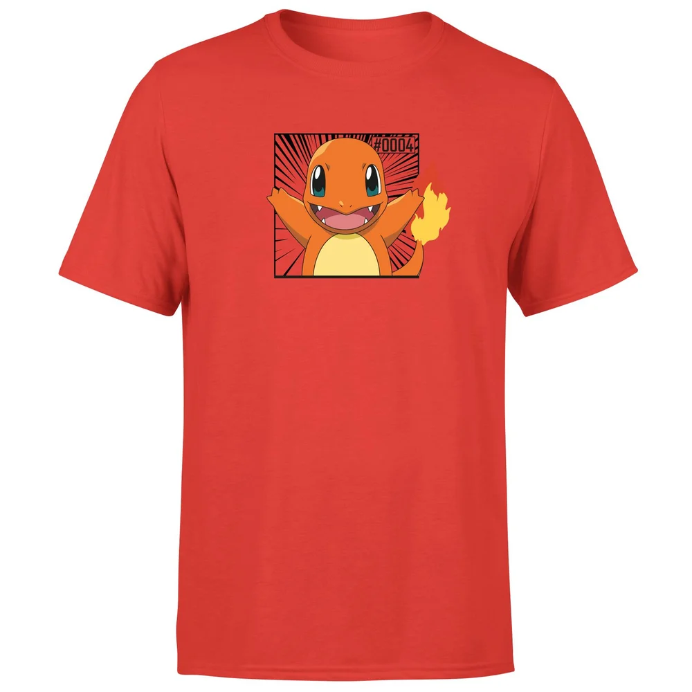 Pokémon Pokédex Charmander #0004 Men's T-Shirt - Red - S Image 1