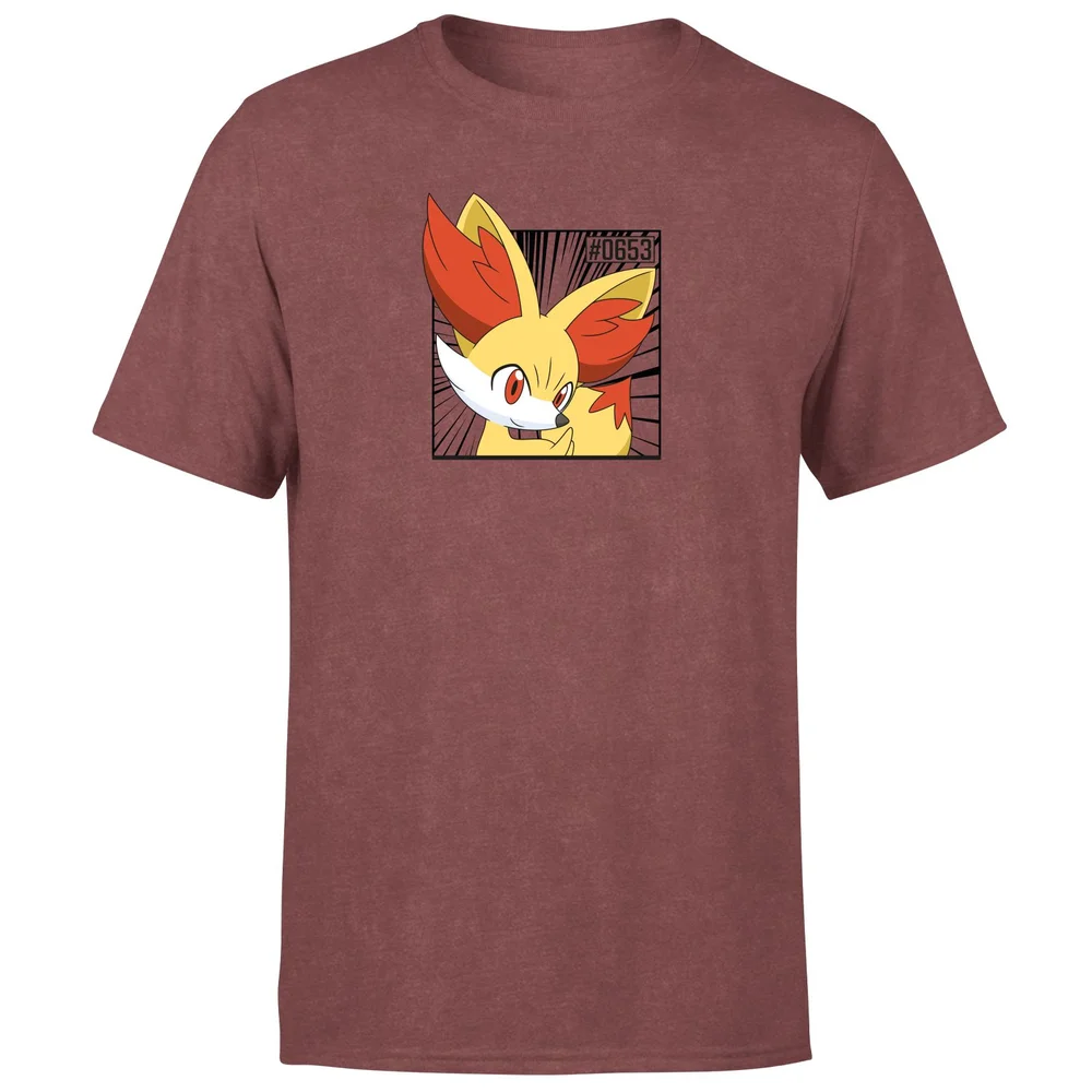 Pokemon Fennekin Men's T-Shirt - Burgundy Acid Wash - S Image 1