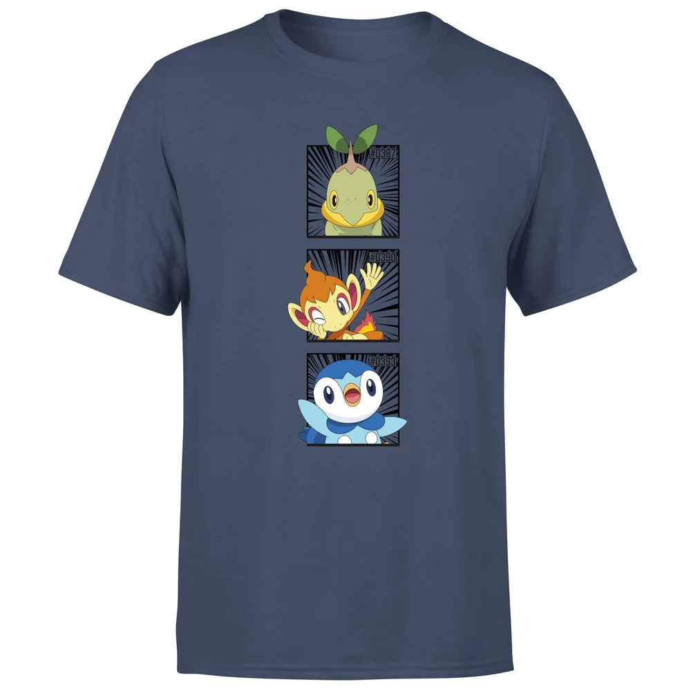Pokemon Generation 4 Starters Men's T-Shirt - Navy - S Image 1