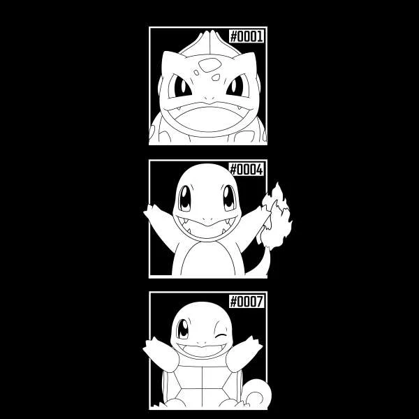 Pokemon Generation 1 Monochrome Starters Men's T-Shirt - Black