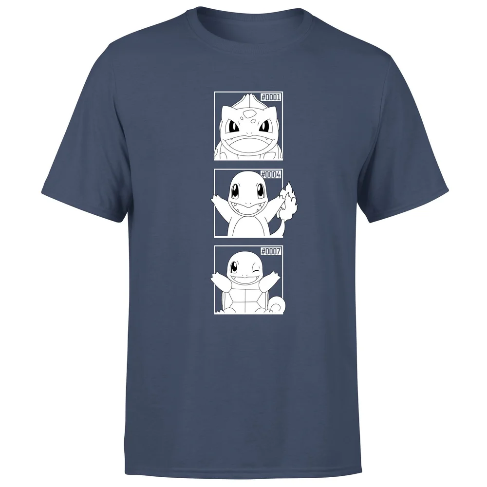 Pokemon Generation 1 Monochrome Starters Men's T-Shirt - Navy - S Image 1