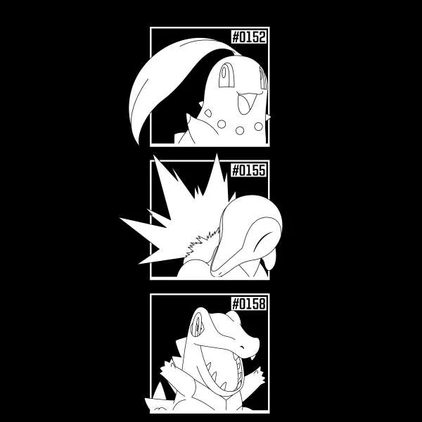 Pokemon Generation 2 Monochrome Starters Men's T-Shirt - Black