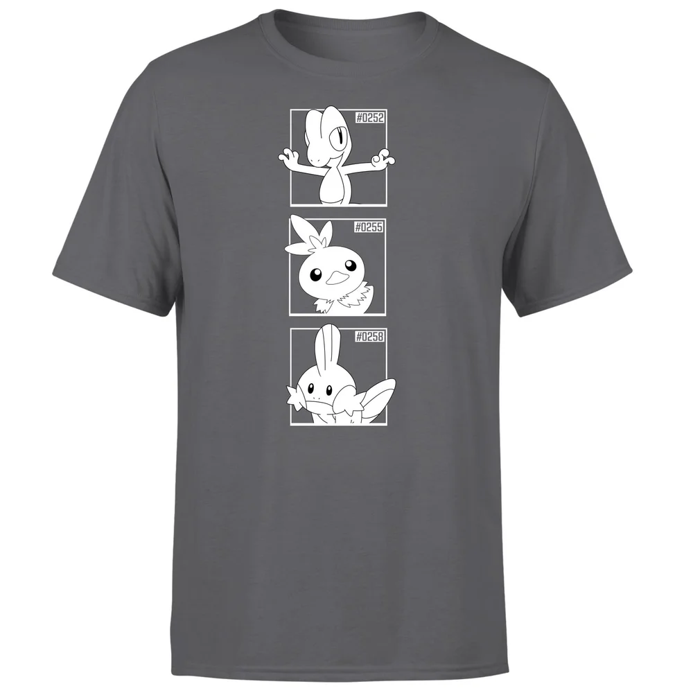 Pokemon Generation 3 Monochrome Starters Men's T-Shirt - Charcoal - S Image 1