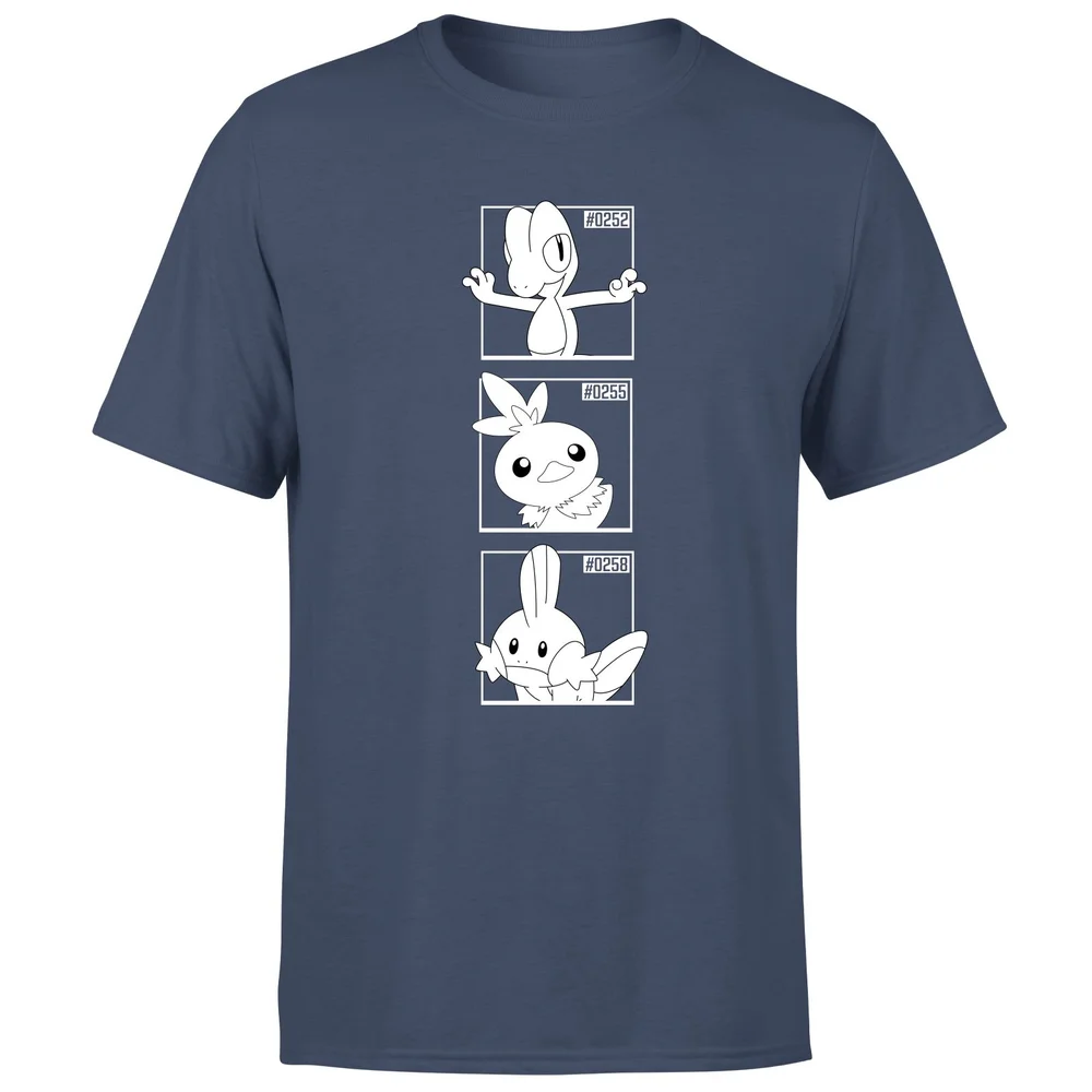 Pokemon Generation 3 Monochrome Starters Men's T-Shirt - Navy - S Image 1
