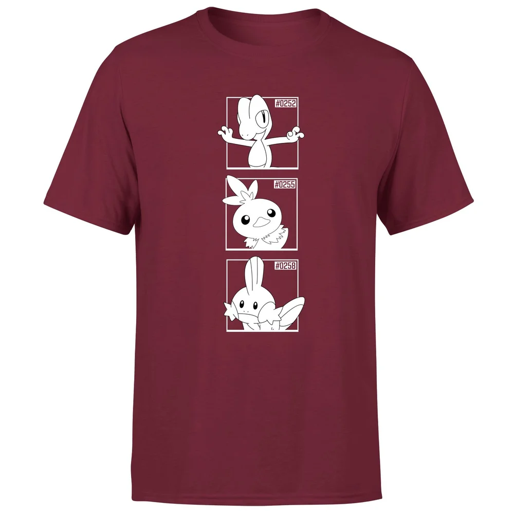 Pokemon Generation 3 Monochrome Starters Men's T-Shirt - Burgundy - S Image 1