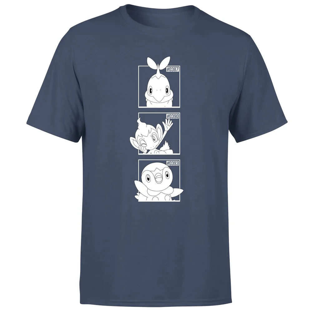 Pokemon Generation 4 Monochrome Starters Men's T-Shirt - Navy - S Image 1