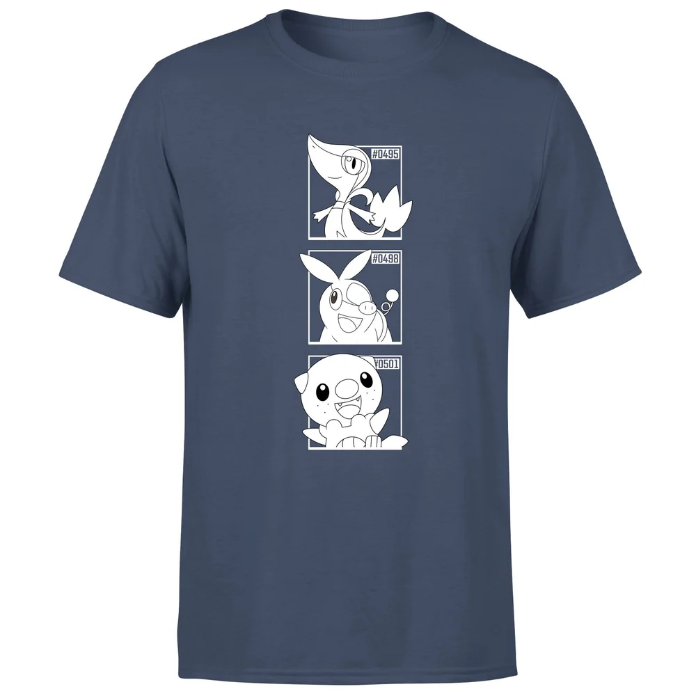 Pokemon Generation 5 Monochrome Starters Men's T-Shirt - Navy - S Image 1