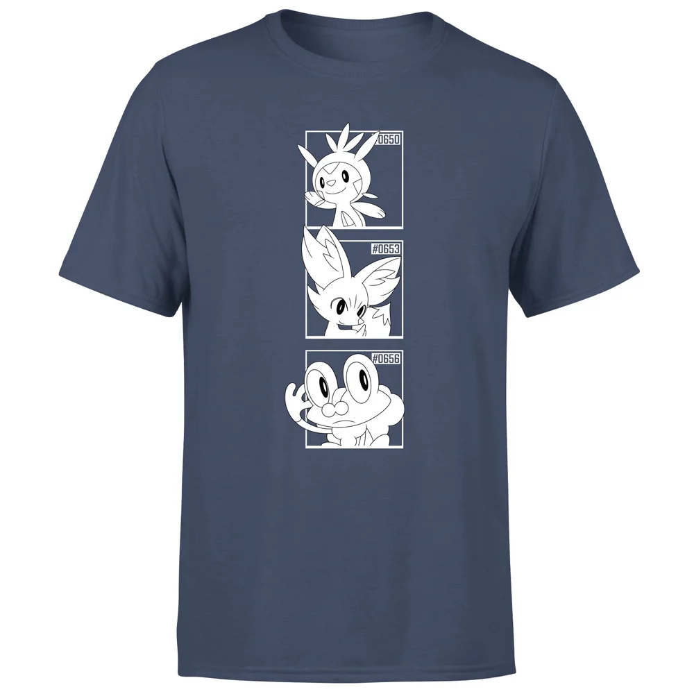 Pokemon Generation 6 Monochrome Starters Men's T-Shirt - Navy - S Image 1