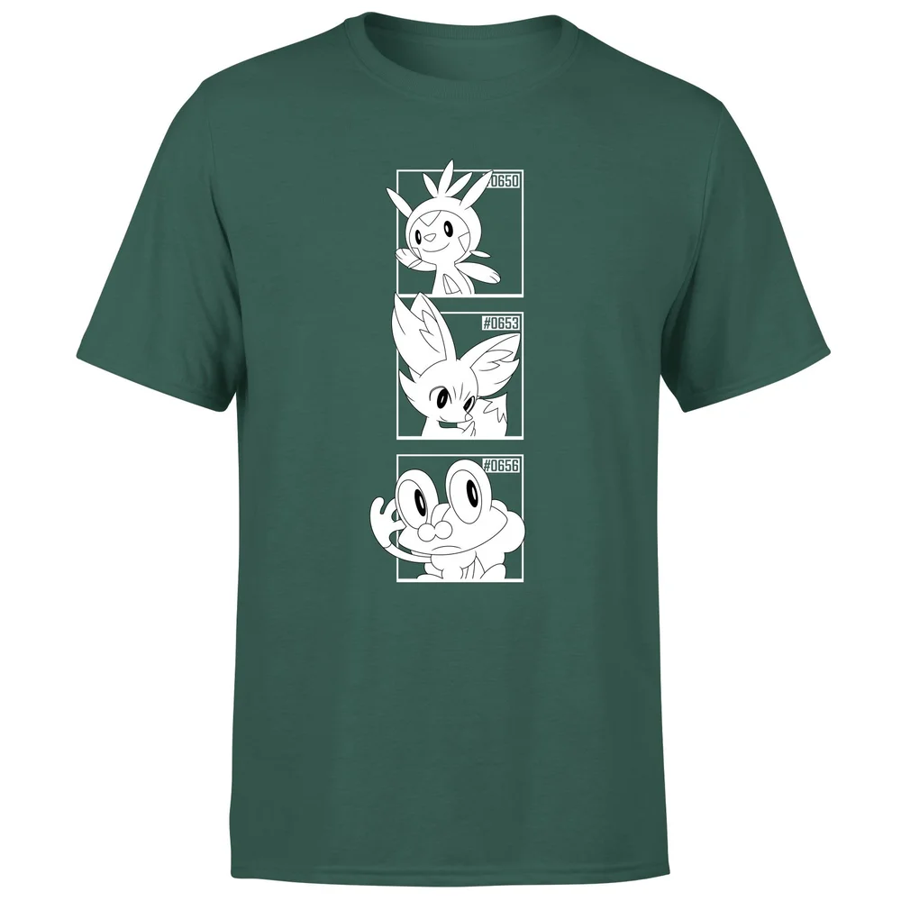 Pokemon Generation 6 Monochrome Starters Men's T-Shirt - Green - XL Image 1