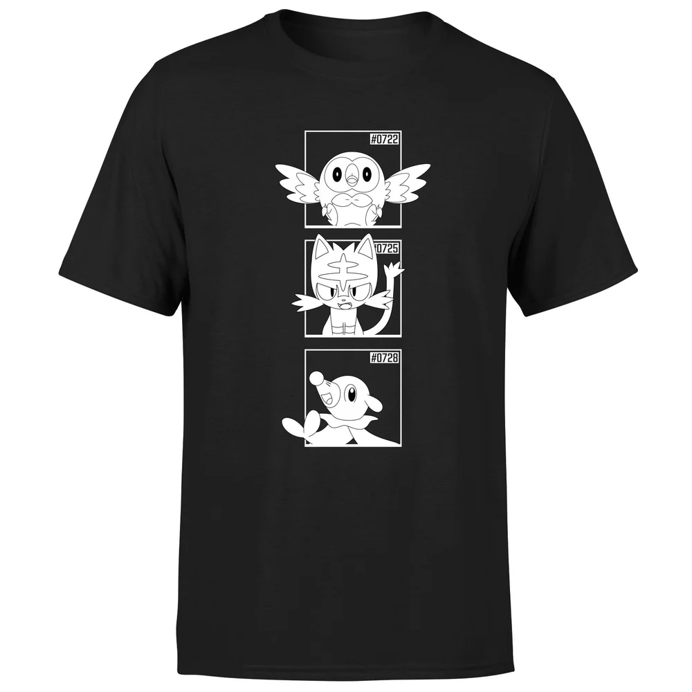 Pokemon Generation 7 Monochrome Starters Men's T-Shirt - Black - S Image 1
