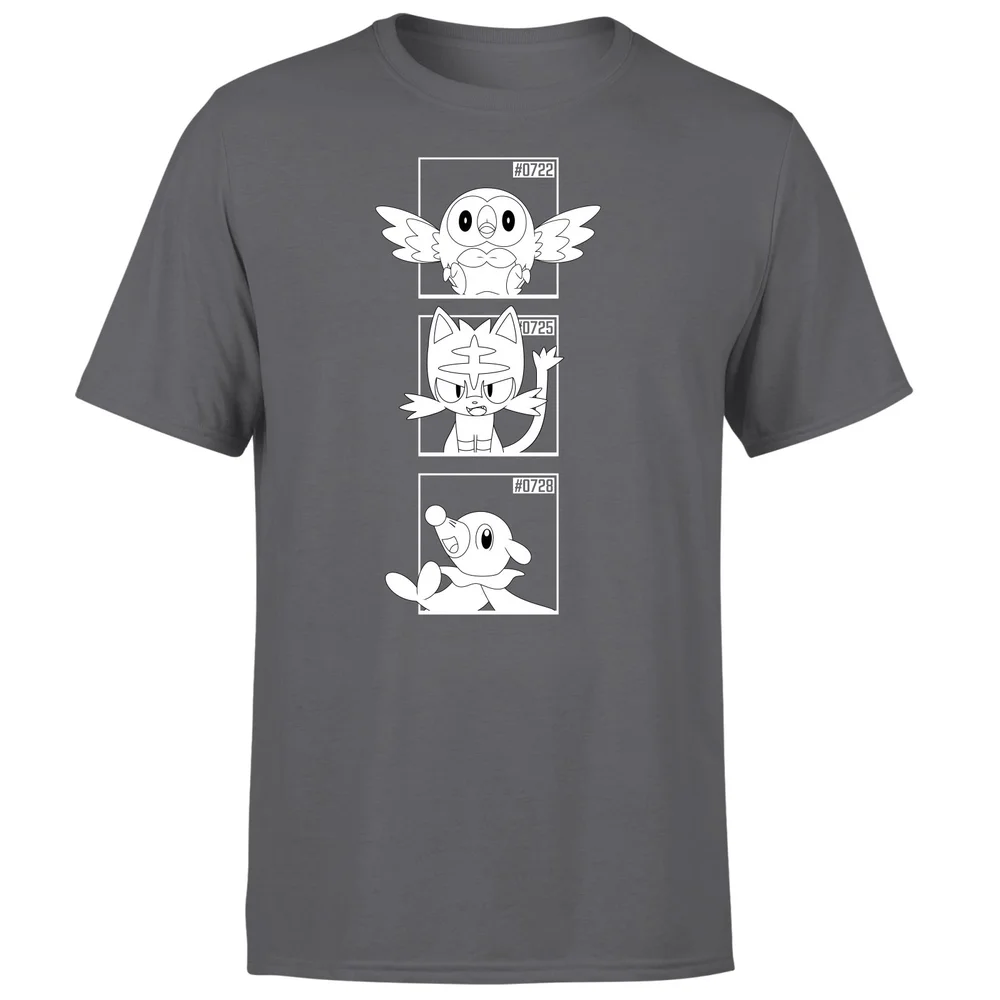 Pokemon Generation 7 Monochrome Starters Men's T-Shirt - Charcoal - S Image 1