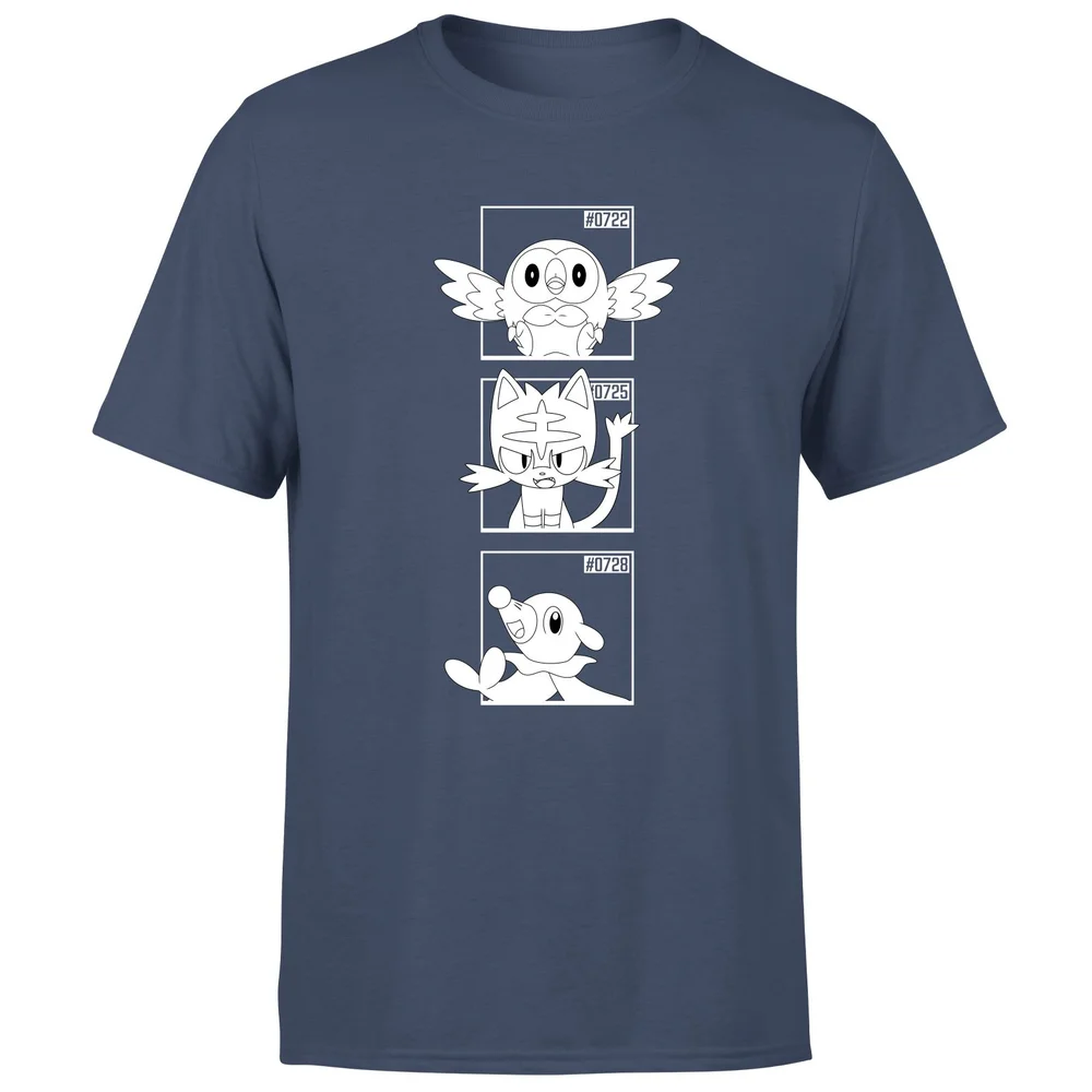Pokemon Generation 7 Monochrome Starters Men's T-Shirt - Navy - S Image 1