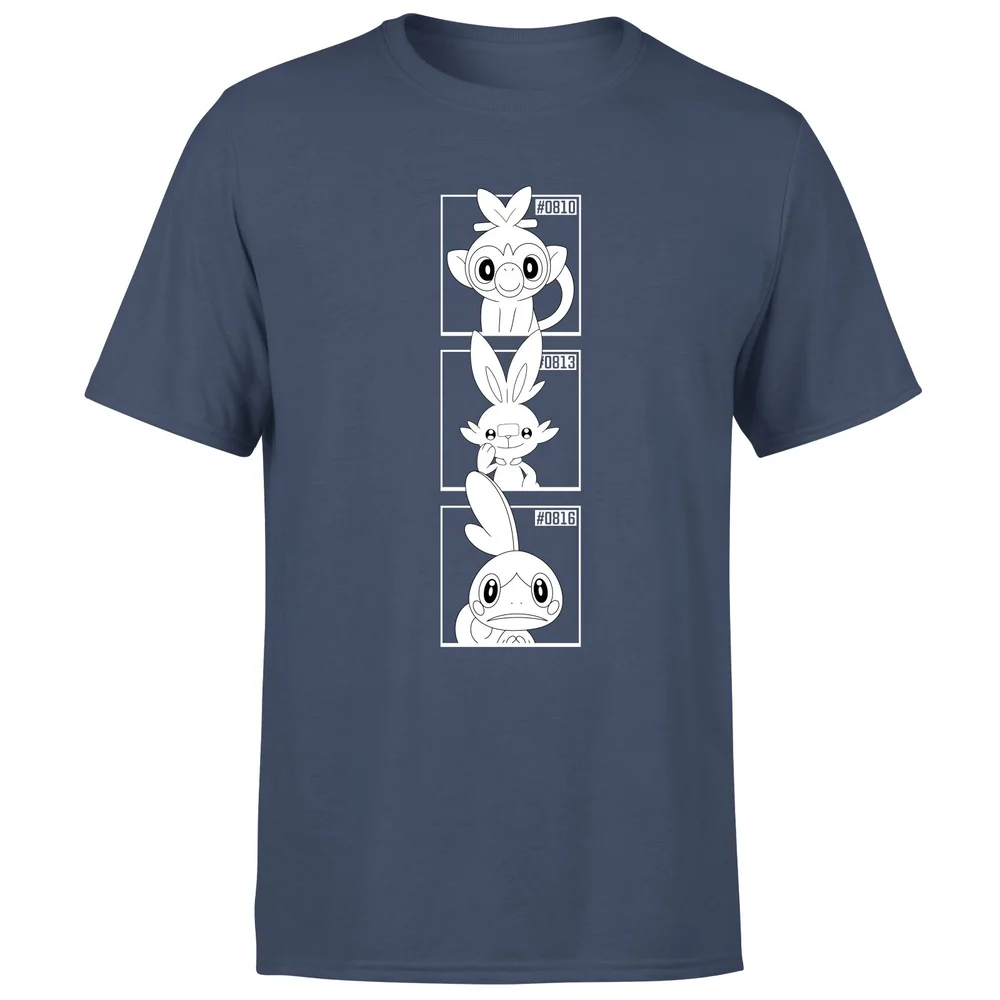 Pokemon Generation 8 Monochrome Starters Men's T-Shirt - Navy - S Image 1