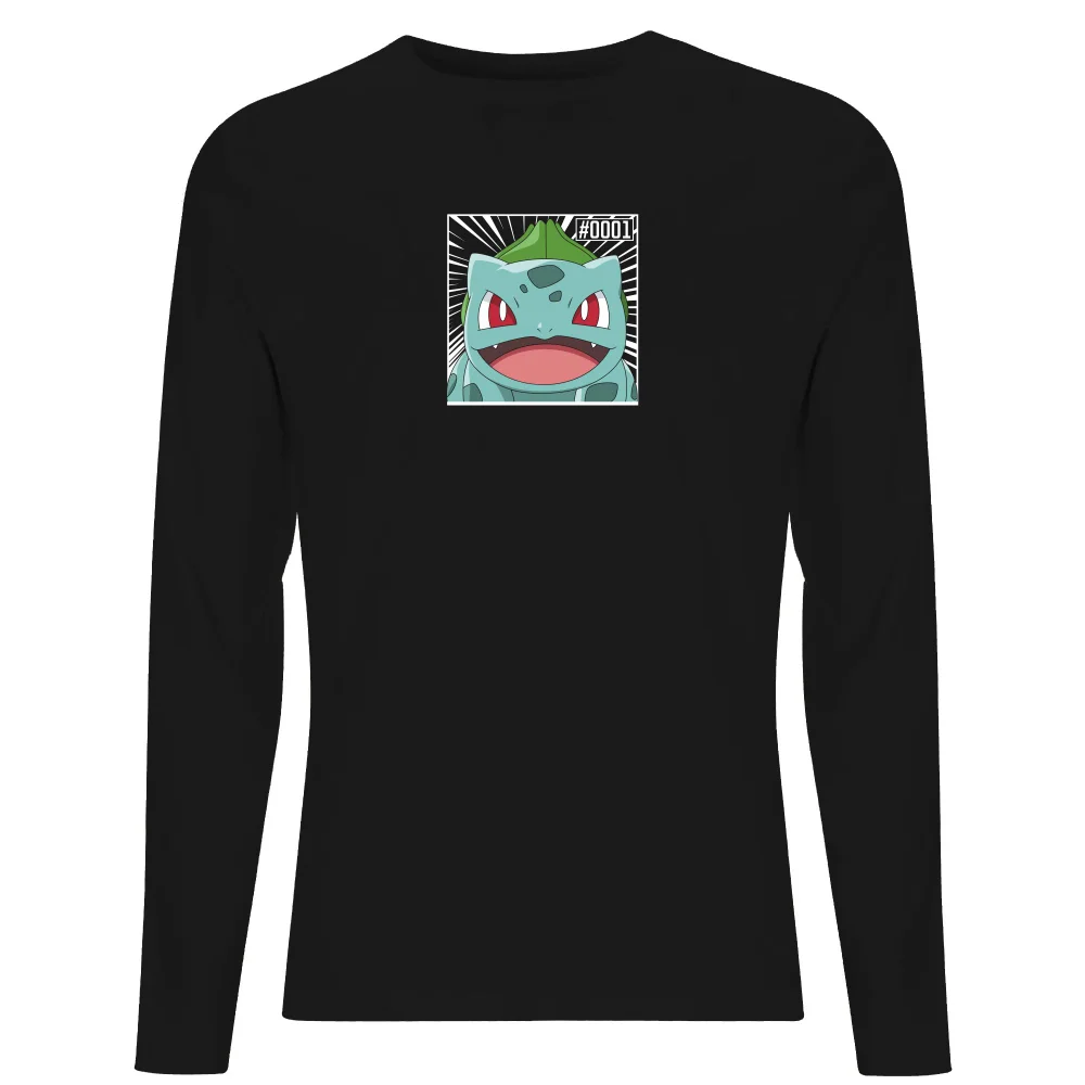Pokémon Pokédex Bulbasaur #0001 Men's Long Sleeve T-Shirt - Black - S Image 1
