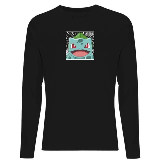 Pokémon Pokédex Bulbasaur #0001 Men's Long Sleeve T-Shirt - Black