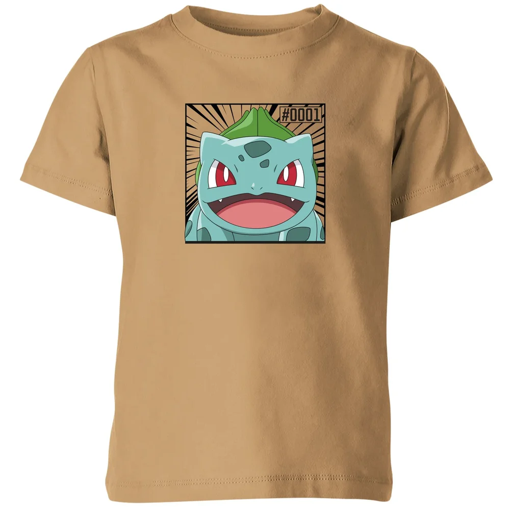 Pokémon Pokédex Bulbasaur #0001 Kids' T-Shirt - Tan - 3-4 ans Image 1