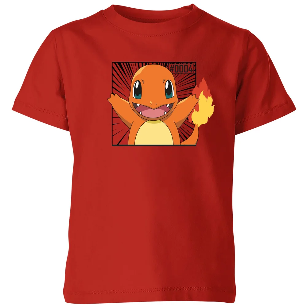Pokémon Pokédex Charmander #0004 Kids' T-Shirt - Red - 3-4 ans Image 1