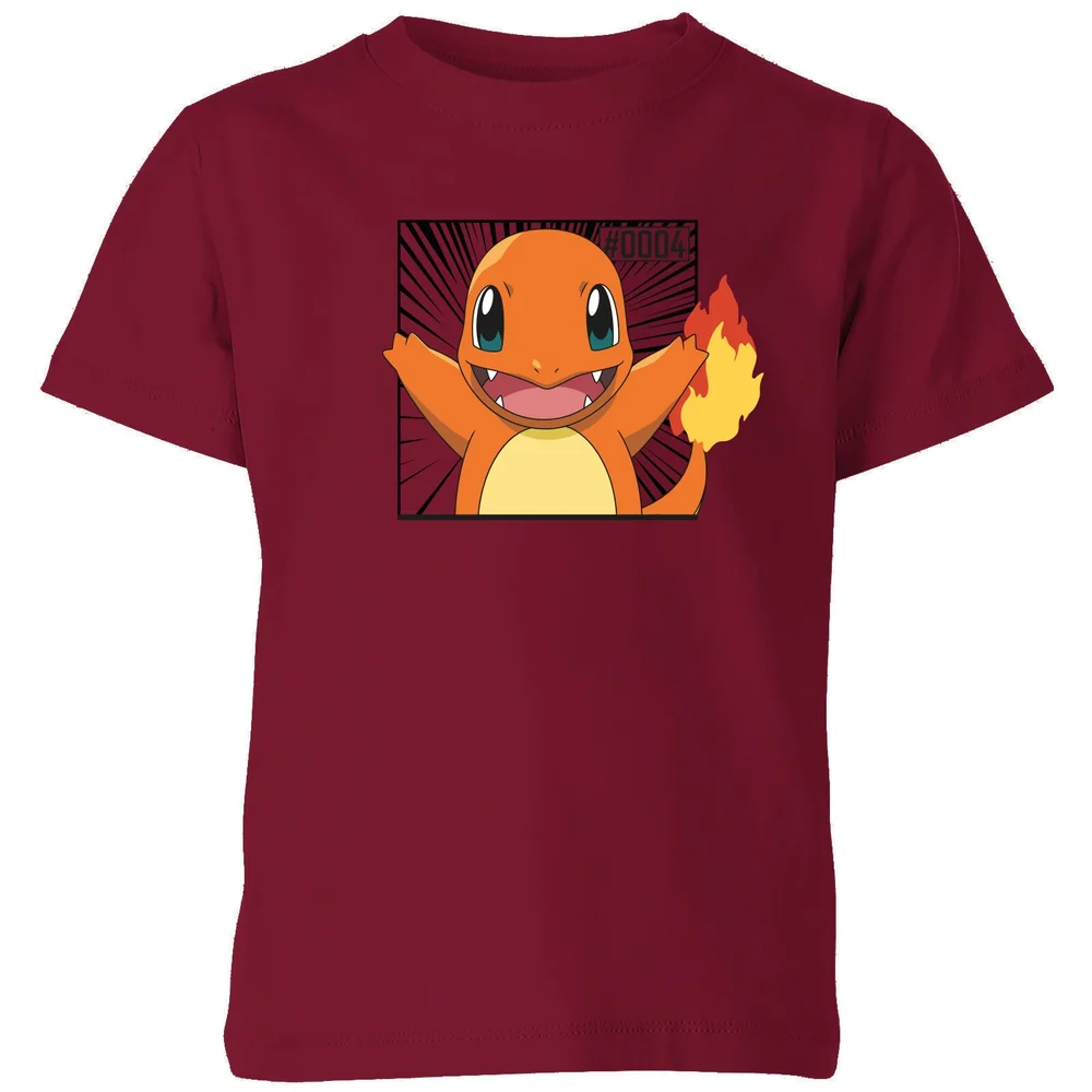 Pokémon Pokédex Charmander #0004 Kids' T-Shirt - Burgundy - 3-4 ans Image 1